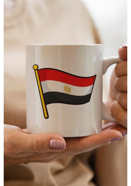 Mısır Bayrağı Baskılı Premium Yılbaşı Hediyesi Kupa Bardak