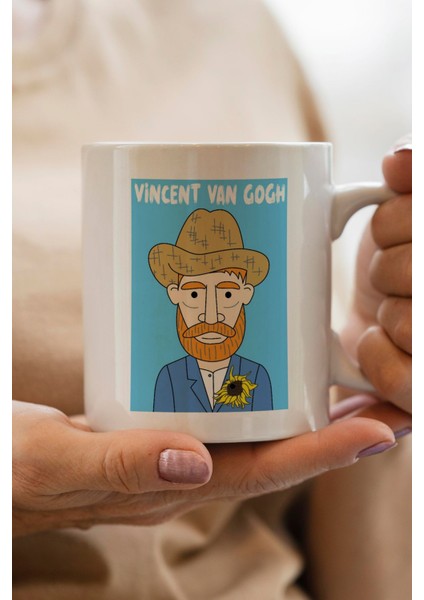 Van Gogh Portresi Baskılı Premium Yılbaşı Hediyesi Kupa Bardak