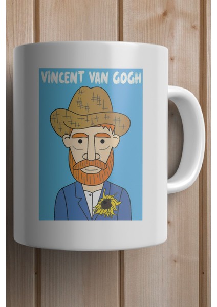 Van Gogh Portresi Baskılı Premium Yılbaşı Hediyesi Kupa Bardak