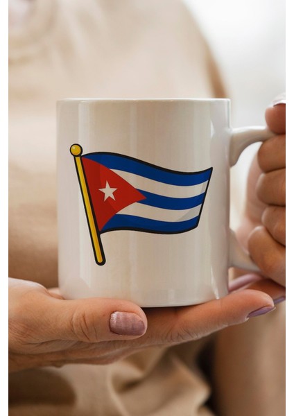 Küba Bayrağı Baskılı Premium Yılbaşı Hediyesi Kupa Bardak