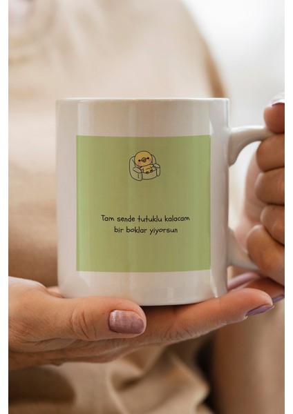 Tam Sende Tutuklu Kalıcam Bi B*klar Yiyosun Baskılı Premium Yılbaşı Hediyesi Kupa Bardak