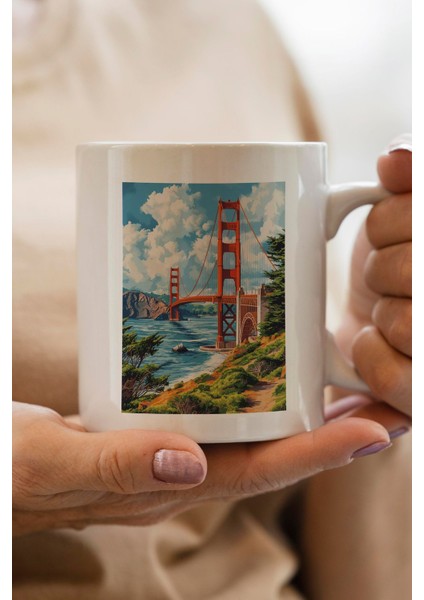 Manzara Resmi Baskılı Premium Yılbaşı Hediyesi Kupa Bardak