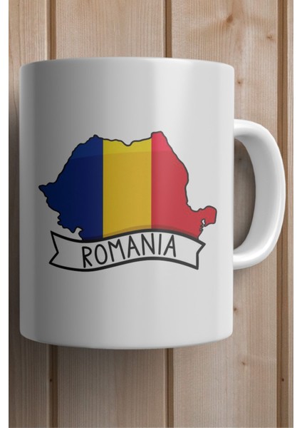 Romania- Romanya Bayrağı Harita Baskılı Yılbaşı Hediyesi Kupa Bardak fiyatları