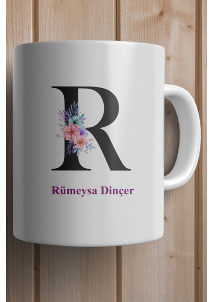 R Harfi Kişiye Özel Baskılı Yılbaşı Hediyesi Kupa Bardak fiyatları