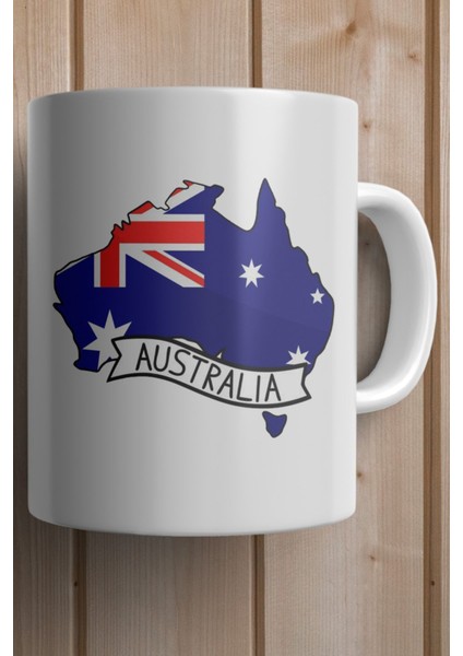 Avustralya Bayrağı Harita Baskılı Yılbaşı Hediyesi Kupa Bardak fiyatları