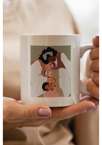 Farklı Milletlerden Kadın Baskılı Premium Yılbaşı Hediyesi Kupa Bardak