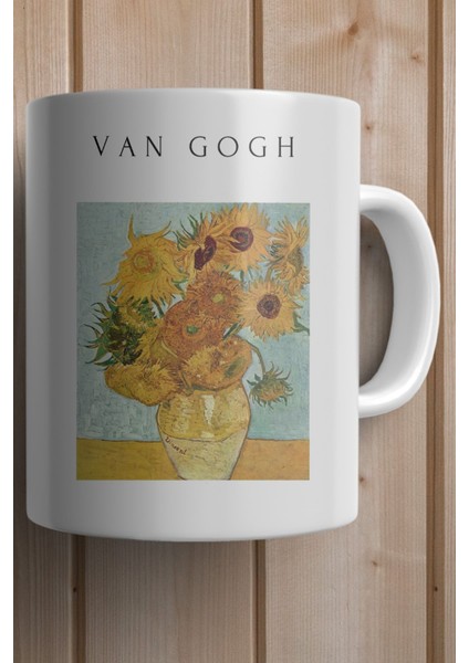Van Gogh On Beş Ayçiçekli Vazo Tablosu Baskılı Yılbaşı Hediyesi Kupa Bardak fiyatları