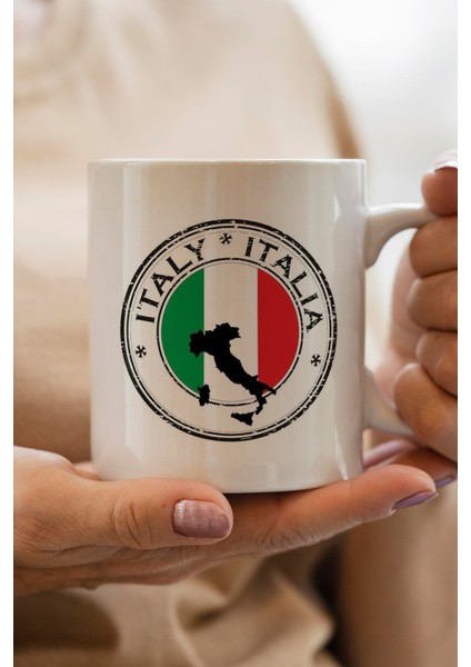 Italy Bayrağı Baskılı Yılbaşı Hediyesi Kupa Bardak