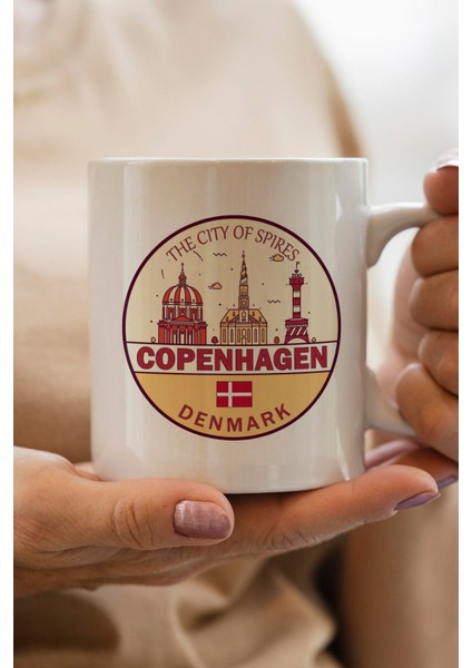 Denmark-Danimarka Copenhagen Baskılı Premium Yılbaşı Hediyesi Kupa Bardak
