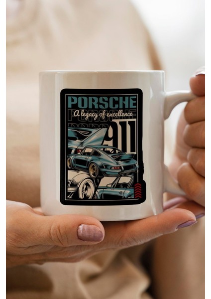 Porsche 911 Classic Car Baskılı Premium Yılbaşı Hediyesi Kupa Bardak