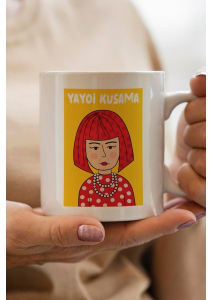Yayoi Kusama Portresi Baskılı Premium Yılbaşı Hediyesi Kupa Bardak