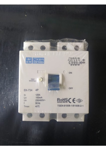 Nora 3x125 Amper 100MA Kaçak Akım Rölesi