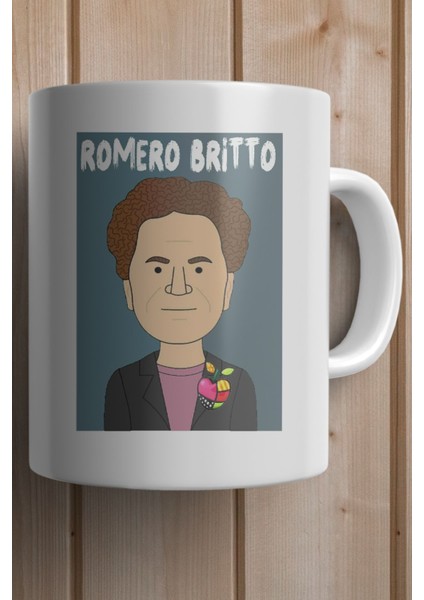 Romero Britto Portresi Baskılı Premium Yılbaşı Hediyesi Kupa Bardak fiyatları