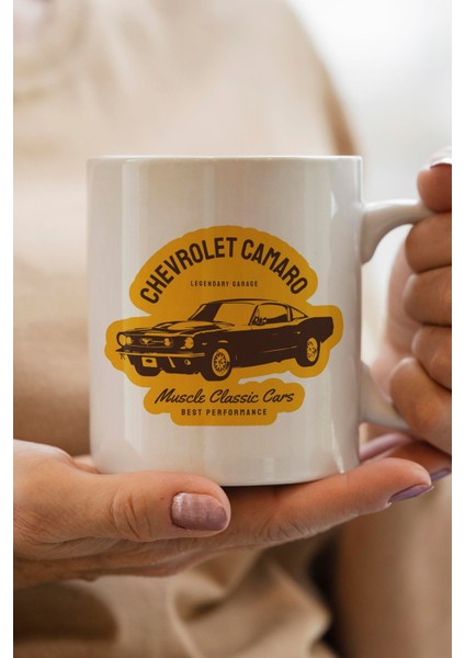 Camaro Klasik Araba Baskılı Premium Yılbaşı Hediyesi Kupa Bardak