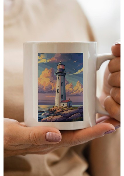 Deniz Feneri Baskılı Premium Yılbaşı Hediyesi Kupa Bardak