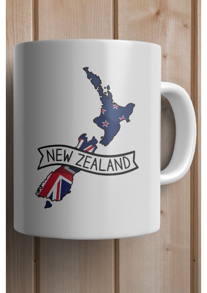 New Zealand- Yeni Zelanda Bayrağı Harita Baskılı Yılbaşı Hediyesi Kupa Bardak fiyatları