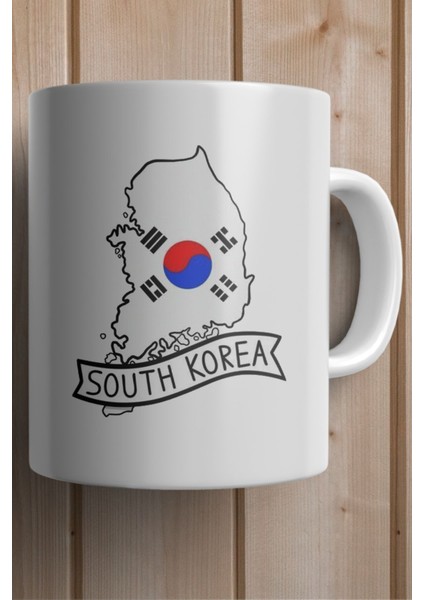 South Korea- Güney Kore Bayrağı Harita Baskılı Yılbaşı Hediyesi Kupa Bardak fiyatları