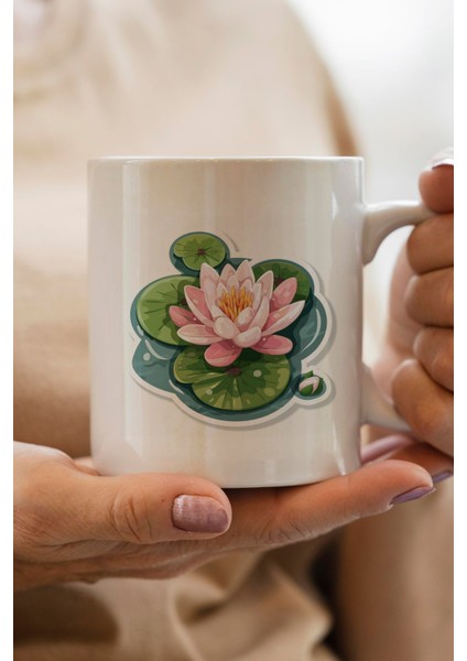 Nilüfer Çiçeği Baskılı Premium Yılbaşı Hediyesi Kupa Bardak