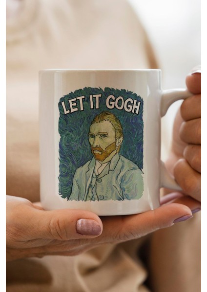 Van Gogh Baskılı Let It Gogh Yazılı Yılbaşı Hediyesi Kupa Bardak