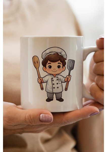 Aşçı Çocuk Baskılı Yılbaşı Hediyesi Kupa Bardak