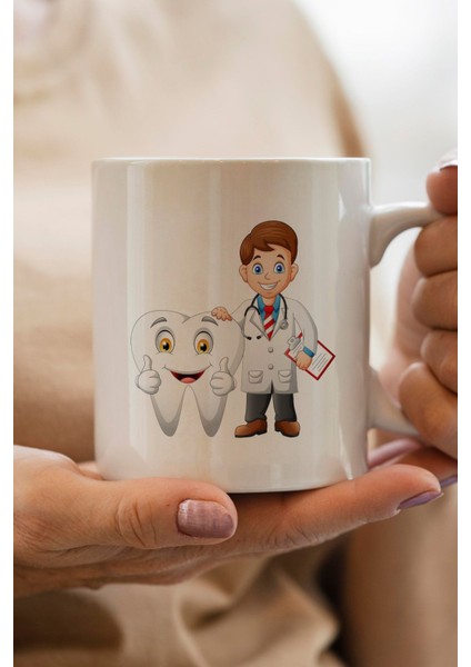 Dişçi Baskılı Premium Yılbaşı Hediyesi Kupa Bardak