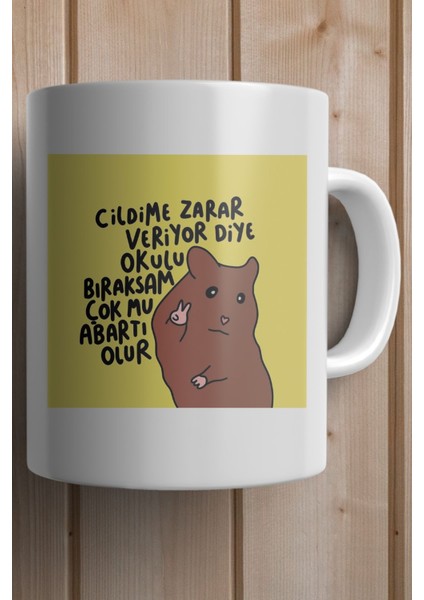 Cildime Zarar Veriyor Diye Okulu Bıraksam Çok Mu Abartı Olur Baskılı Yılbaşı Hediyesi Kupa Bardak fiyatları