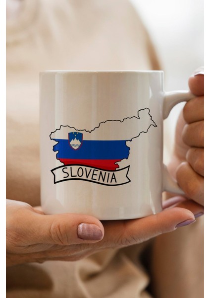 Slovenia- Slovenya Bayrağı Harita Baskılı Yılbaşı Hediyesi Kupa Bardak