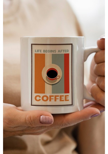 Life Begins After Coffee Yazılı Yılbaşı Hediyesi Kupa Bardak