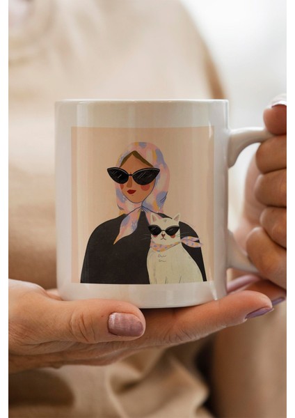 Cat And It's Mom Baskılı Yılbaşı Hediyesi Kupa Bardak