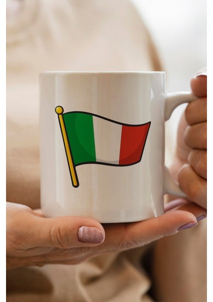 Italya- Italy Bayrağı Baskılı Premium Yılbaşı Hediyesi Kupa Bardak