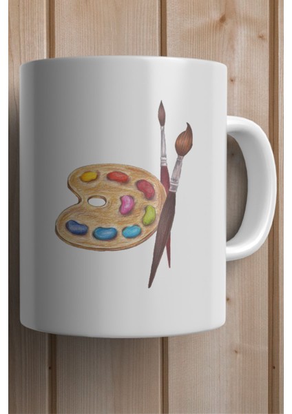 Resim Paleti ve Fırçası Baskılı Yılbaşı Hediyesi Kupa Bardak fiyatları