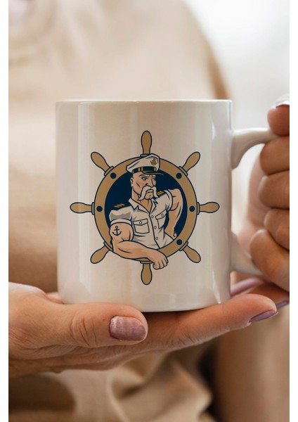 Gemi Dümeni Baskılı Yılbaşı Hediyesi Kupa Bardak