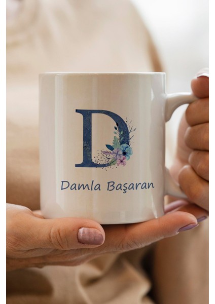 D Harf Kişiye Özel Baskılı Yılbaşı Hediyesi Kupa Bardak