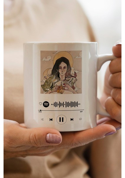 Mavi Gri-Dünyanın En Güzel Kızı Spotify Şarkı Kodlu Yılbaşı Hediyesi Kupa Bardak