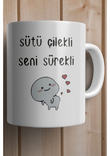 Sütü Çilekli Seni Sürekli Baskılı Yılbaşı Hediyesi Kupa Bardak fiyatları