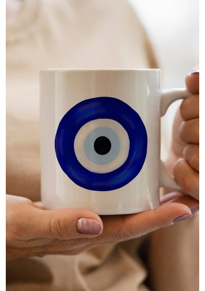 Nazar Boncuğu Baskılı Premium Yılbaşı Hediyesi Kupa Bardak