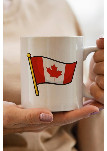 Kanada Bayrağı Baskılı Premium Yılbaşı Hediyesi Kupa Bardak