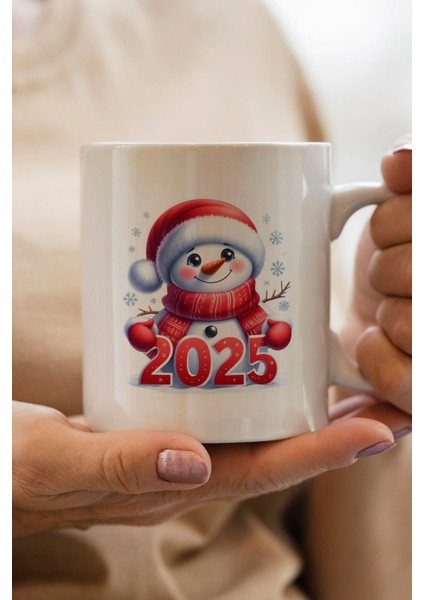 Yılbaşı Temalı 2025 Baskılı Yılbaşı Hediyesi Kupa Bardak