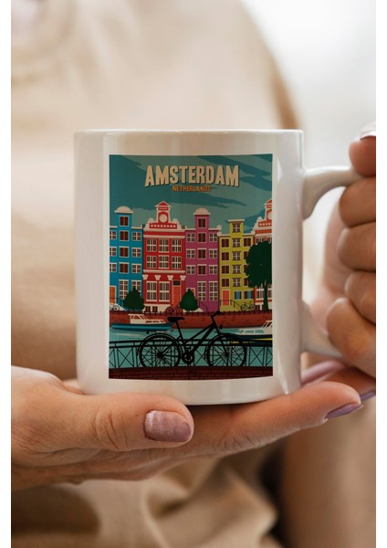 Amsterdam Baskılı Yılbaşı Hediyesi Kupa Bardak