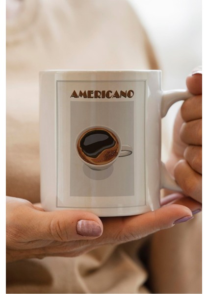 Americano Yazılı Kahve Baskılı Yılbaşı Hediyesi Kupa Bardak