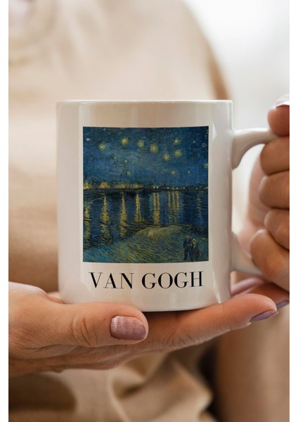 Van Gogh Yıldızlı Gece Tablosu Baskılı Yılbaşı Hediyesi Kupa Bardak