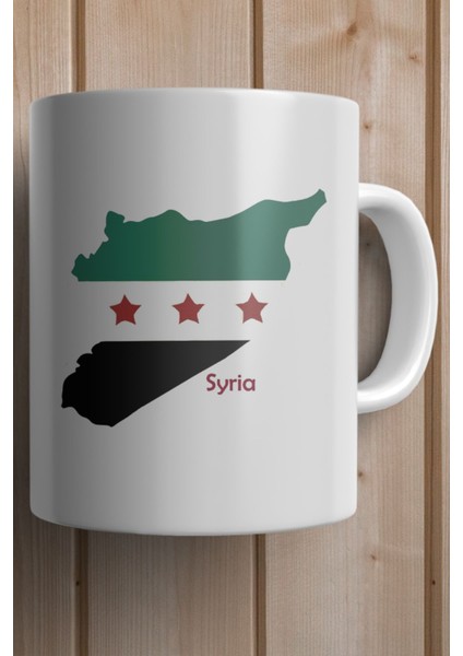 Syria- Suriye Bayrağı Harita Baskılı Yılbaşı Hediyesi Kupa Bardak fiyatları