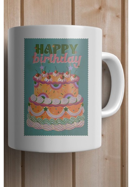 Doğum Günü Temalı Pasta Baskılı Yılbaşı Hediyesi Kupa Bardak fiyatları