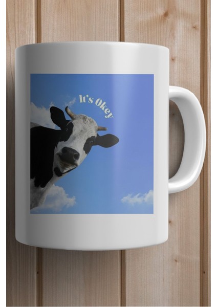 Inek Baskılı It's Okay Yazılı Premium Yılbaşı Hediyesi Kupa Bardak fiyatları