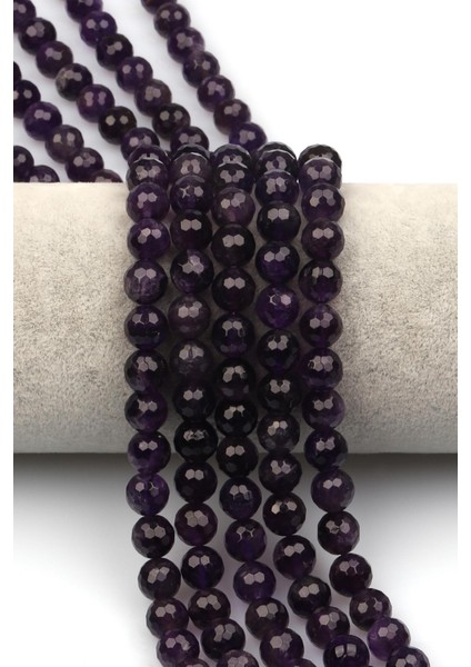 Ametist Doğaltaş Dizi 8 mm Fasetli Küre Kesim