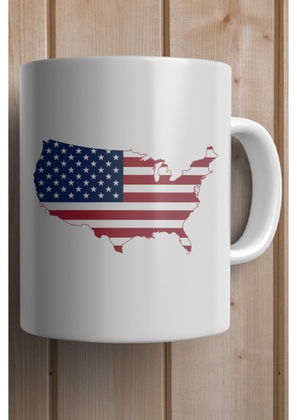 Amerika Bayrağı Harita Baskılı Yılbaşı Hediyesi Kupa Bardak fiyatları