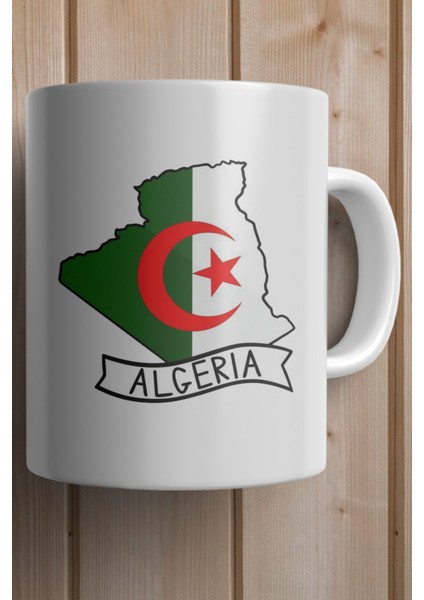 Algeria-Cezayir Bayrağı Harita Baskılı Yılbaşı Hediyesi Kupa Bardak fiyatları