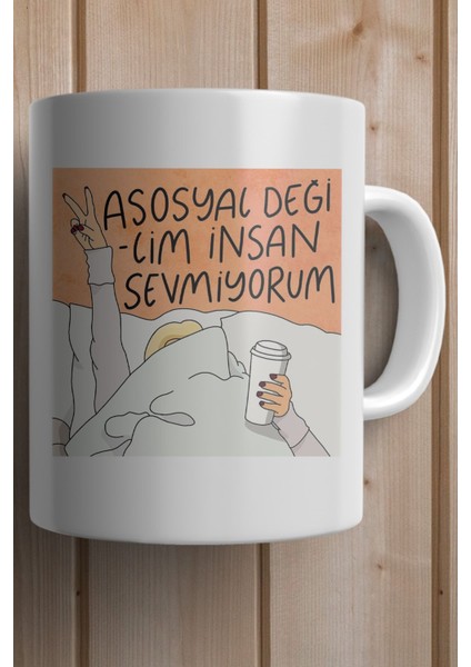 Asosyal Değilim Insan Sevmiyorum Baskılı Premium Yılbaşı Hediyesi Kupa Bardak fiyatları