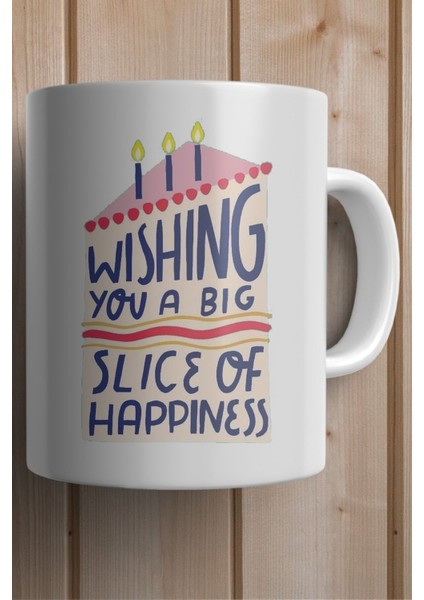 Doğum Günü Temalı Pasta Dilimi Baskılı Yılbaşı Hediyesi Kupa Bardak fiyatları