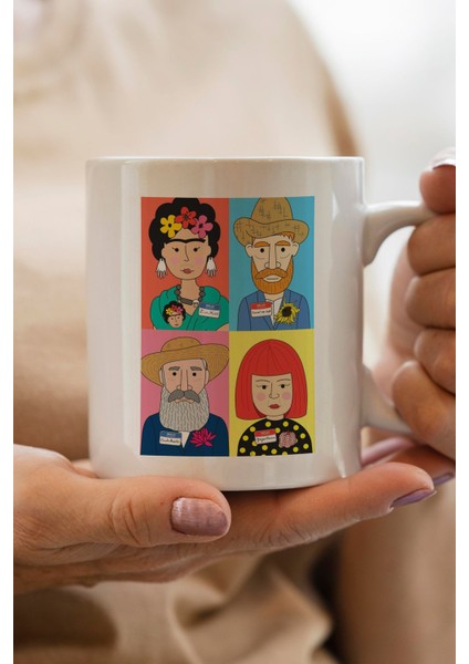 Ünlü Ressamların Portreleri Baskılı Premium Yılbaşı Hediyesi Kupa Bardak